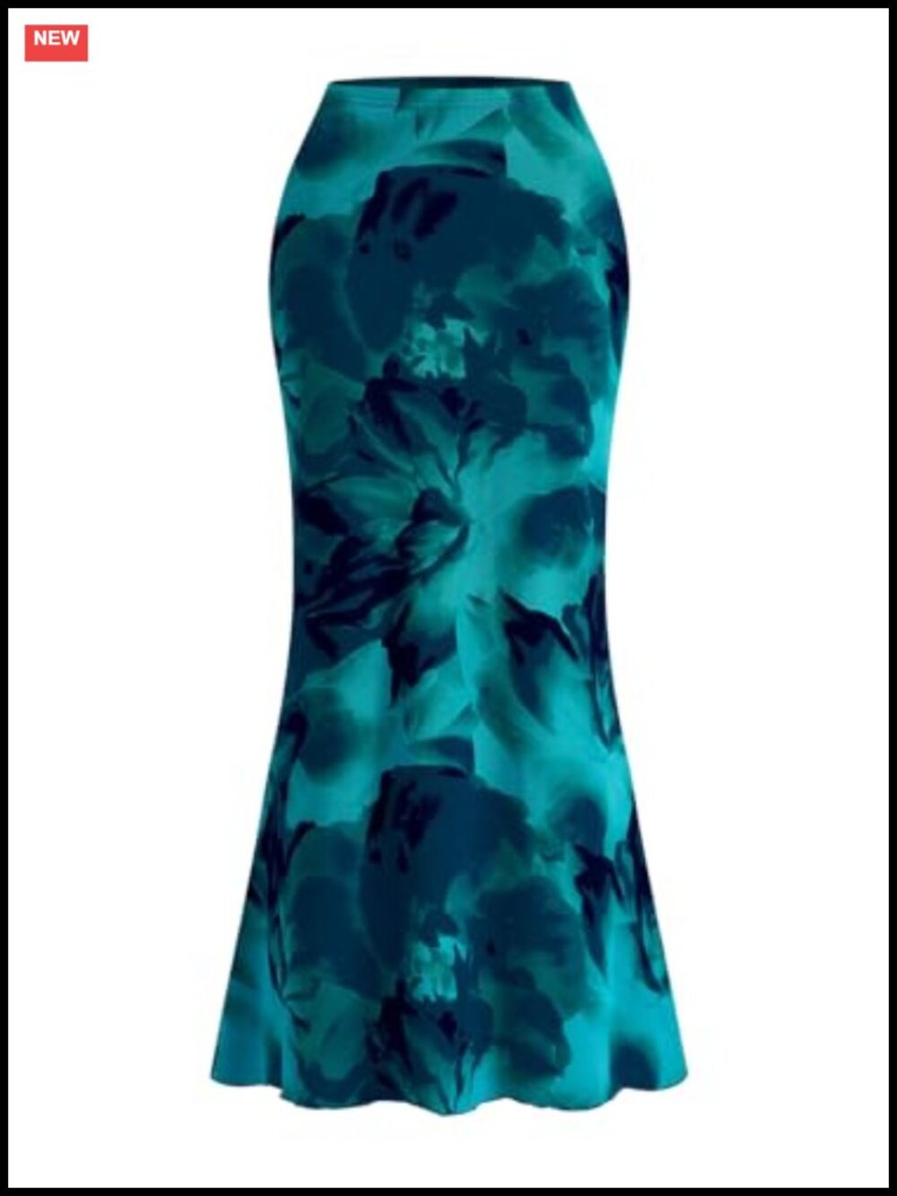 Floral Mesh Long Skirt High Waisted Bodycon Fishtail Maxi Skirt Trendy